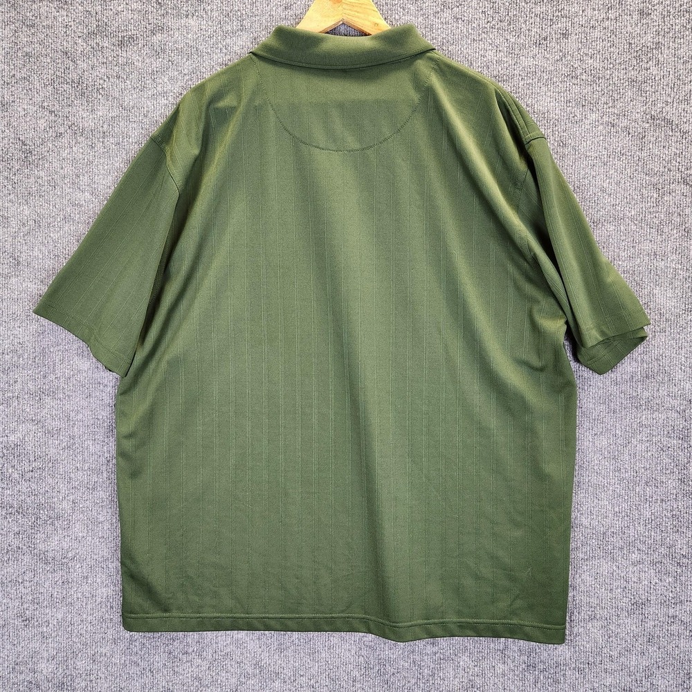 PGA TOUR Polo Shirt Mens 2XL Green Performance Golf Tonal Stripe Short Sleeve - Picture 7 of 9